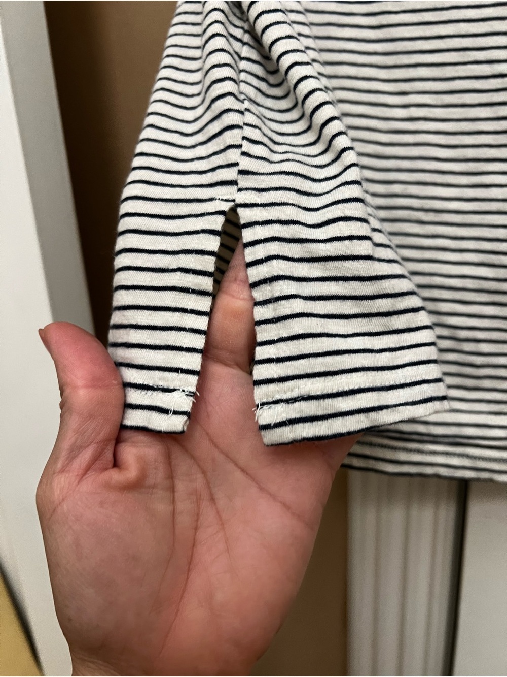 Pilcro Black & White Striped Ruched Muscle Tee - Picture 4 of 8